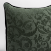 Adele Throw Pillow | Juniper | a close up of a pillow showing the jacquard pattern and silk velvet trim.