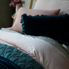 Bria Duvet Cover | Close up of duvet cover highlights the sheen of the cotton sateen.