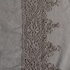 Linen Pillowcase (Single) | Fog | A close up of frida lace trimmed linen fabric in fog, a neutral-warm, soft mid-tone grey.