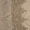 Linen Flat Sheet | Honeycomb | A close up of frida lace trimmed linen fabric in honeycomb, a warm golden tone.