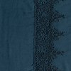 Linen Flat Sheet | Midnight | A close up of frida lace trimmed linen fabric in midnight, a rich indigo tone.