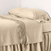 Linen Flat Sheet | Honeycomb | lace trimmed flat sheet shown with monochromatic bedding.