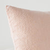 Ines Throw Pillow | Rouge | Close-up of pillow corner, showcasing the embroidery pattern detail.