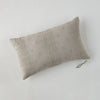 Ines Throw Pillow | Fog | embroidered midweight linen 15x24 pilow overhead on a white background.
