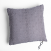 Ines Throw Pillow | French Lavender | embroidered midweight linen square pillow shot overhead against a white background.