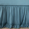 Linen Whisper Bed Skirt | Cenote | Close up of bed skirt, showcasing ruffle detail - side view.