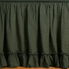 Linen Whisper Bed Skirt | Juniper | ruffled bed skirt panel shown with matching fitted sheet, the skirt gently skimming the floor.
