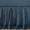 Linen Whisper Bed Skirt | Midnight | Close up of bed skirt, showcasing ruffle detail - side view.
