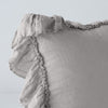 Linen Whisper Sham | Fog | Corner detail close-up showcasing slight translucence of ruffle trim detail.
