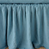Linen Twin Bed Skirt | Cenote | Close-up of bed skirt, featuring its softly gathered design.