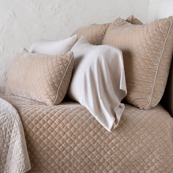 Silk Velvet Quilted Deluxe Sham - Winter White main image 1