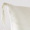 Taline Sham | Parchment | Corner detail close-up, highlighting hand-tied charmeuse tassel.