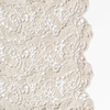 Allora Bed Scarf | Parchment | a close up of cotton all-over lace with a scalloped edge.