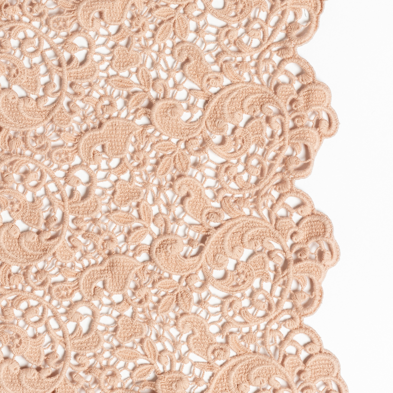 Allora Lace Pillowcase (Single) | Rouge | a close up of cotton all-over lace with a scalloped edge.