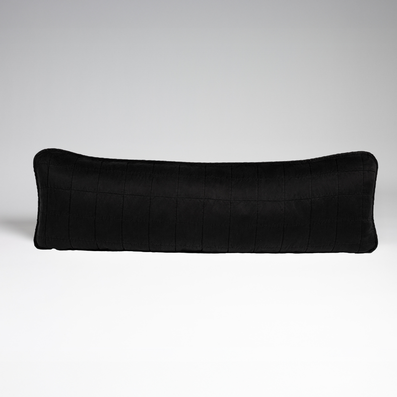 Sel Throw Pillow | Corvino | A straight-on shot of a square-quilted body pillow in corvino, our classic black, against a white background.