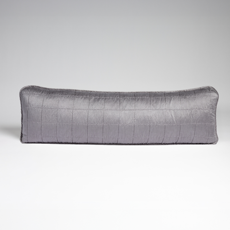 Sel Throw Pillow | French Lavender | A straight-on shot of a square-quilted body pillow in french lavender, a neutral violet tone, against a white background.