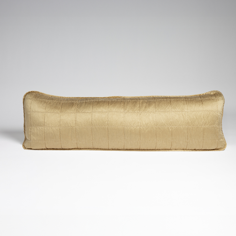 Sel Throw Pillow | Honeycomb | A straight-on shot of a square-quilted body pillow in honeycomb, a warm golden tone, against a white background.