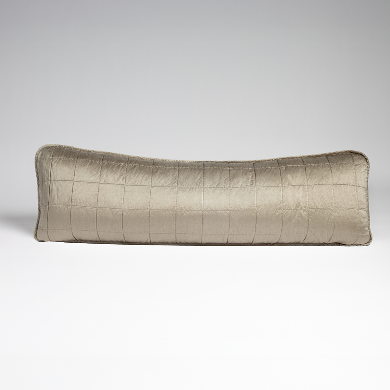 Sel Throw Pillow | Moonlight | A straight-on shot of a square-quilted body pillow in moonlight, a saturated, cool, mid-dark grey tone, against a white background.