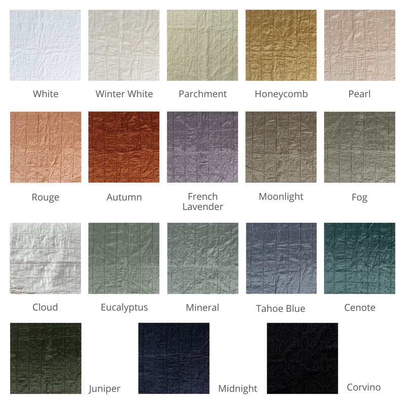 Sel Sham | a grid of square-quilted charmeuse in current colorways.