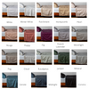 Bria Flat Sheet | a grid of cotton sateen trimmed pillowcases and flat sheets in current available colors.