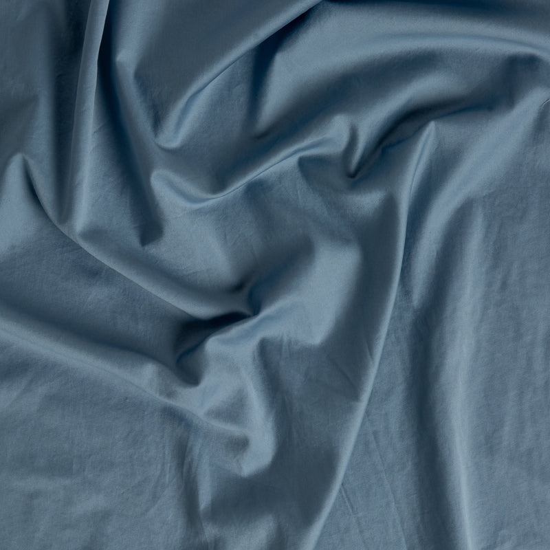 Bria Fitted Sheet | Tahoe Blue | a close up of cotton sateen gently rumpled.