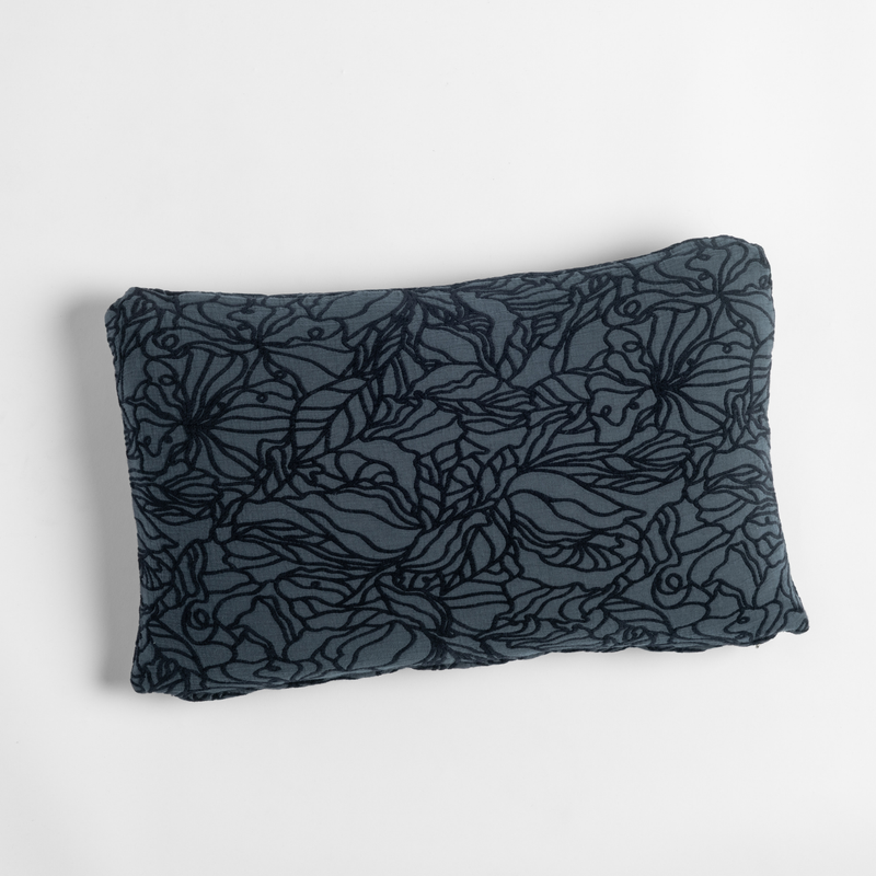 Slate | an overhead shot of a georgia throw pillow against a white background.