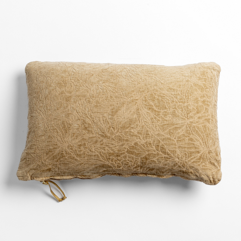 Georgia Throw Pillow | Honeycomb | chenille jacquard side of a rectangle throw pillow shown from overhead against a white background.