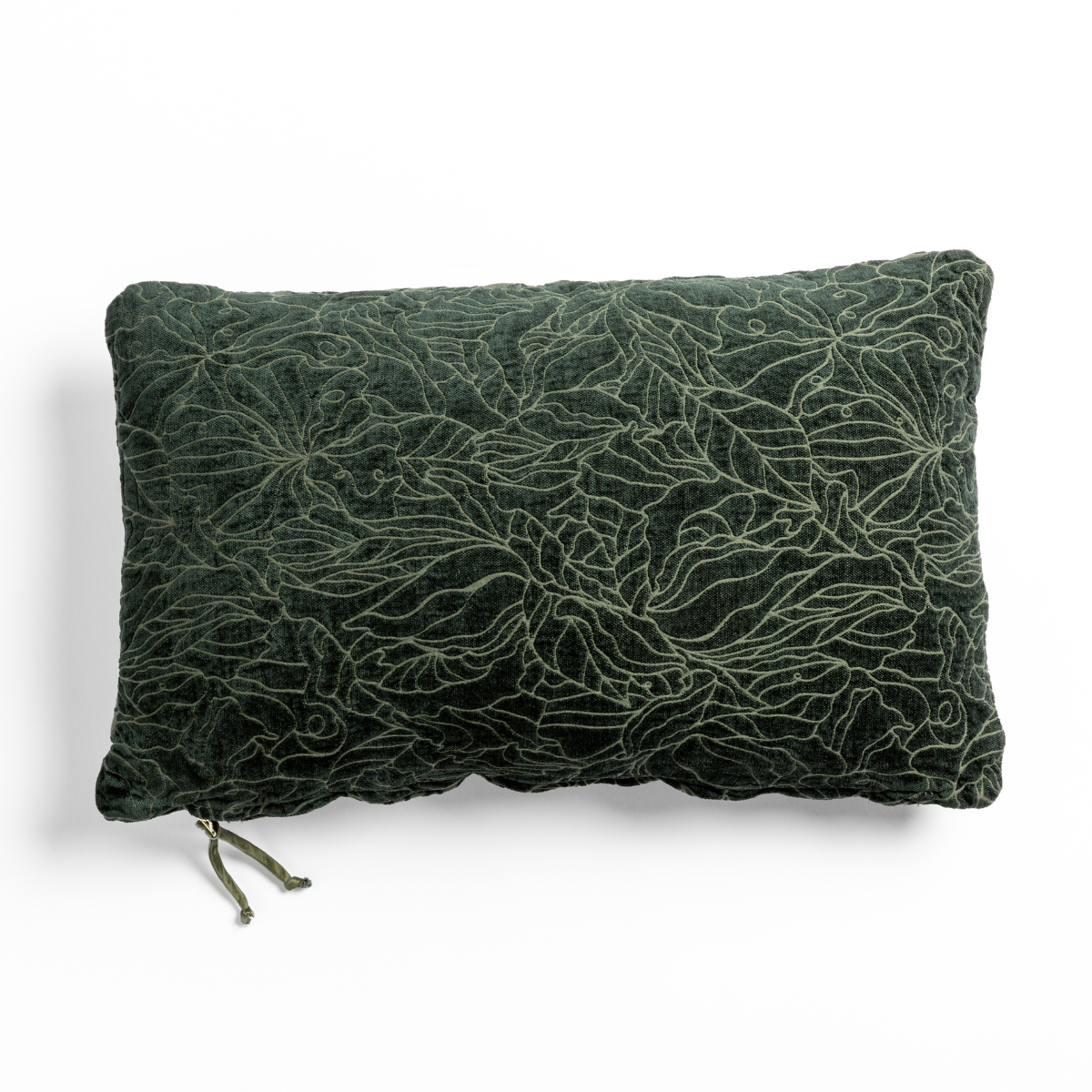 Georgia Throw Pillow | Juniper | chenille jacquard side of a rectangle throw pillow shown from overhead against a white background.