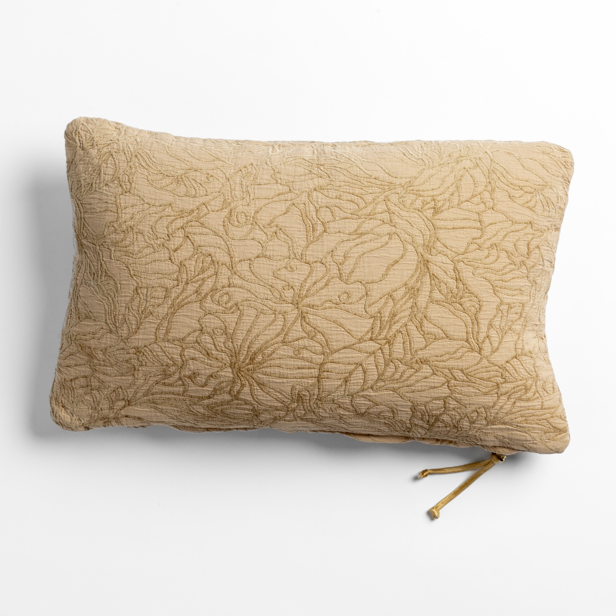 Georgia Throw Pillow | Honeycomb | cotton jacquard side of a rectangle throw pillow shown from overhead against a white background.