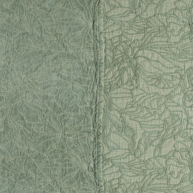 Georgia Sham | Desert Sage | close-up of georgia fabric in desert sage, a serenely elegant green, offering a hushed hue.