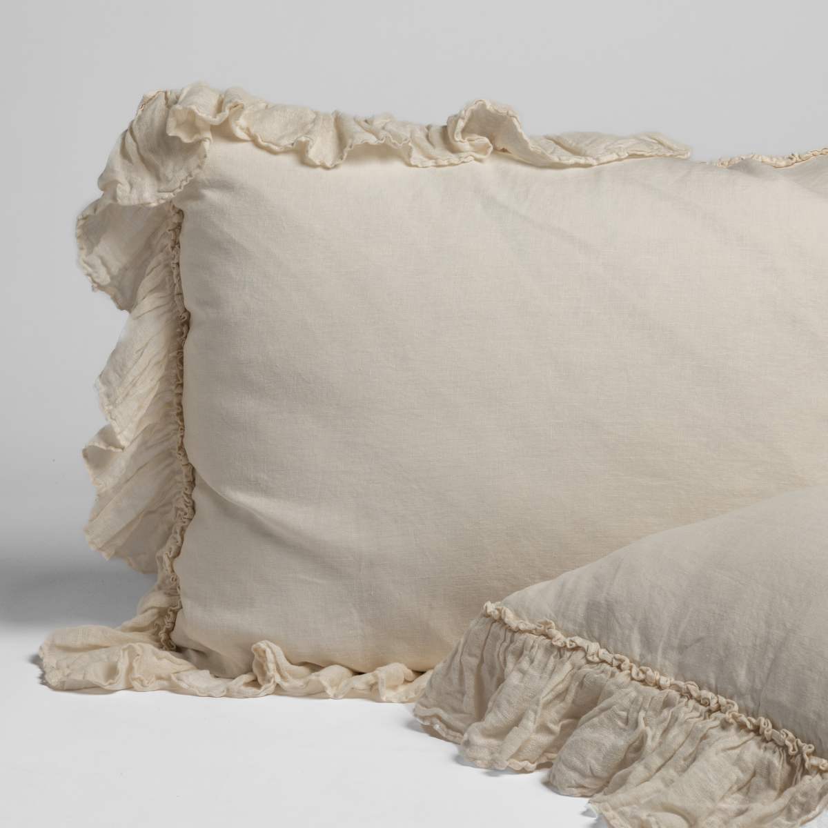 Linen Whisper Sham | Natural | a pair of linen whisper trimmed shams