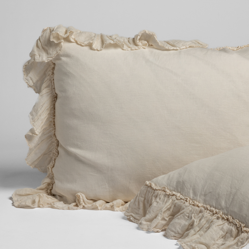 Linen Whisper Sham | Natural | a pair of linen whisper trimmed shams