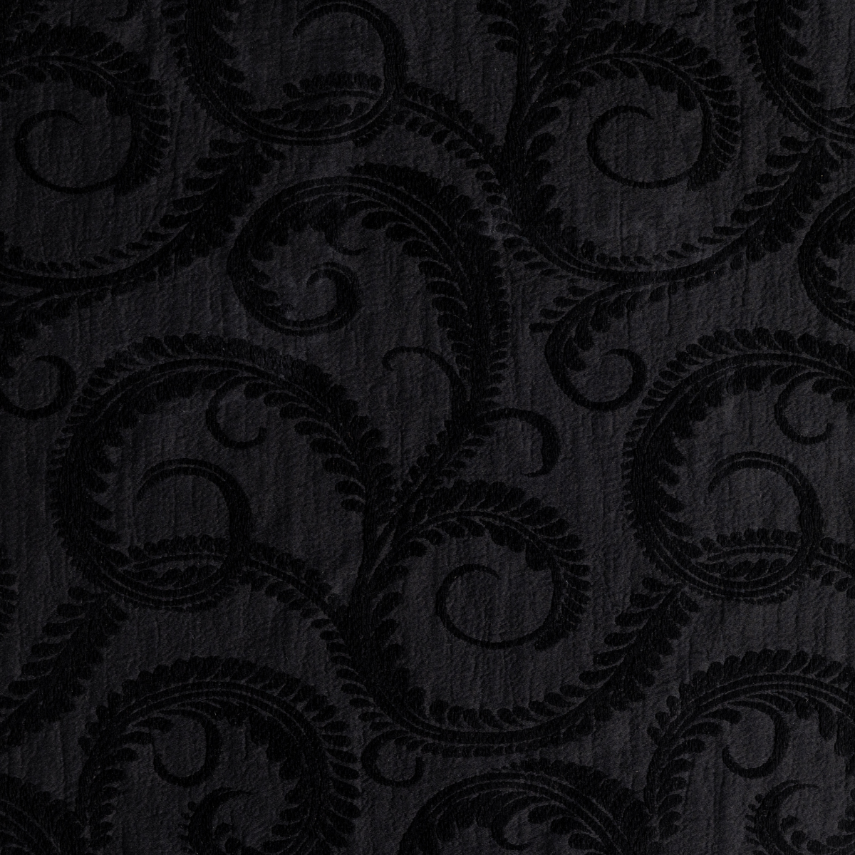 Marisette Bedspread | Corvino | close-up of marisette fabric in corvino, a black tone.