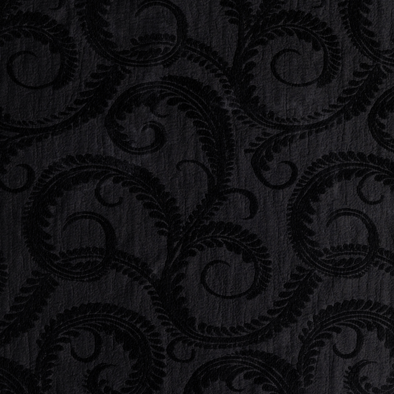 Marisette Bedspread | Corvino | close-up of marisette fabric in corvino, a black tone.