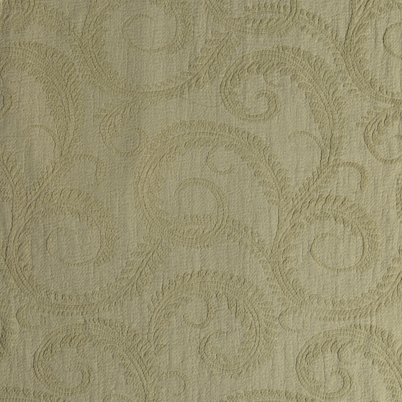 Marisette Bedspread | Desert Sage | close-up of marisette fabric in desert sage, a serenely elegant green, offering a hushed hue.