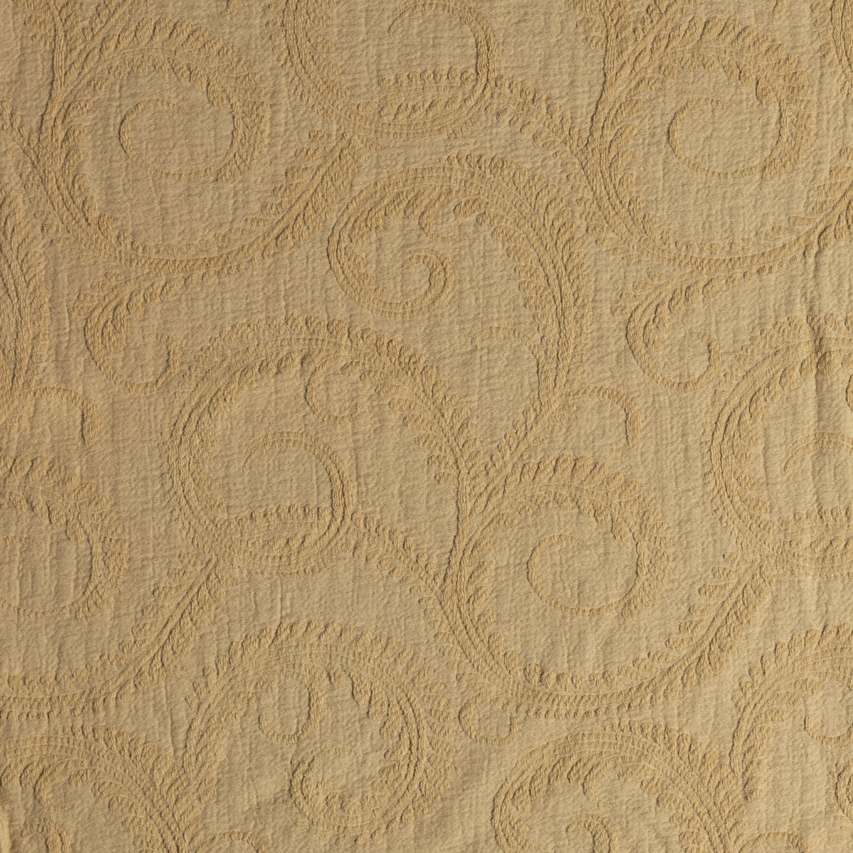Marisette Bedspread | Honeycomb | close-up of marisette fabric in honeycomb, a golden butterscotch hue
