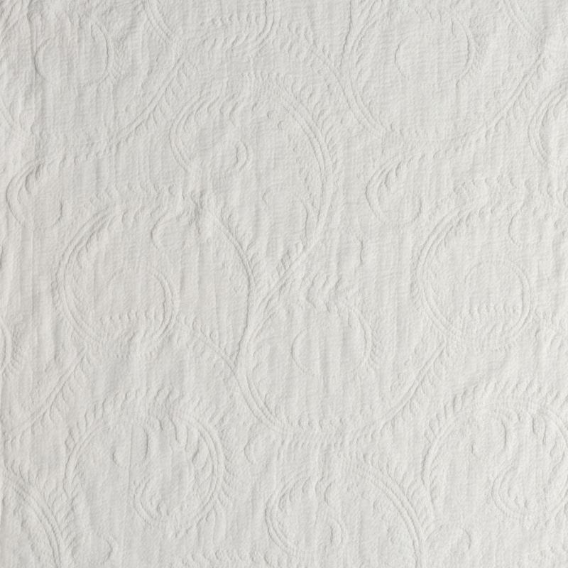 Marisette Bedspread | Winter White | close-up of marisette fabric in winter white, a wooly off-white hue.