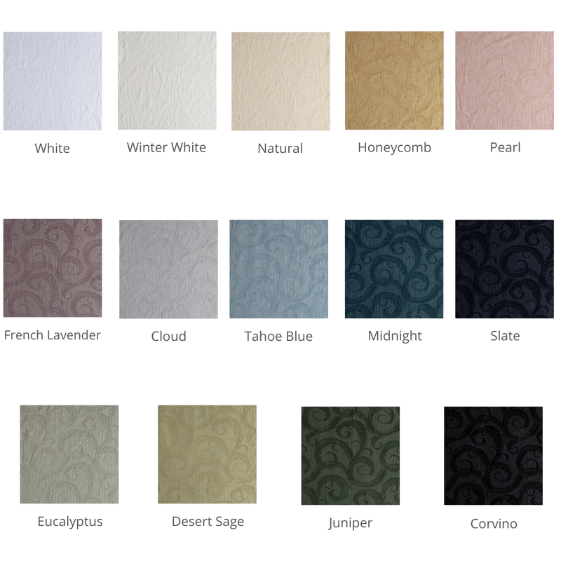 Marisette Bedspread | june 2026 grid of marisette colorways.