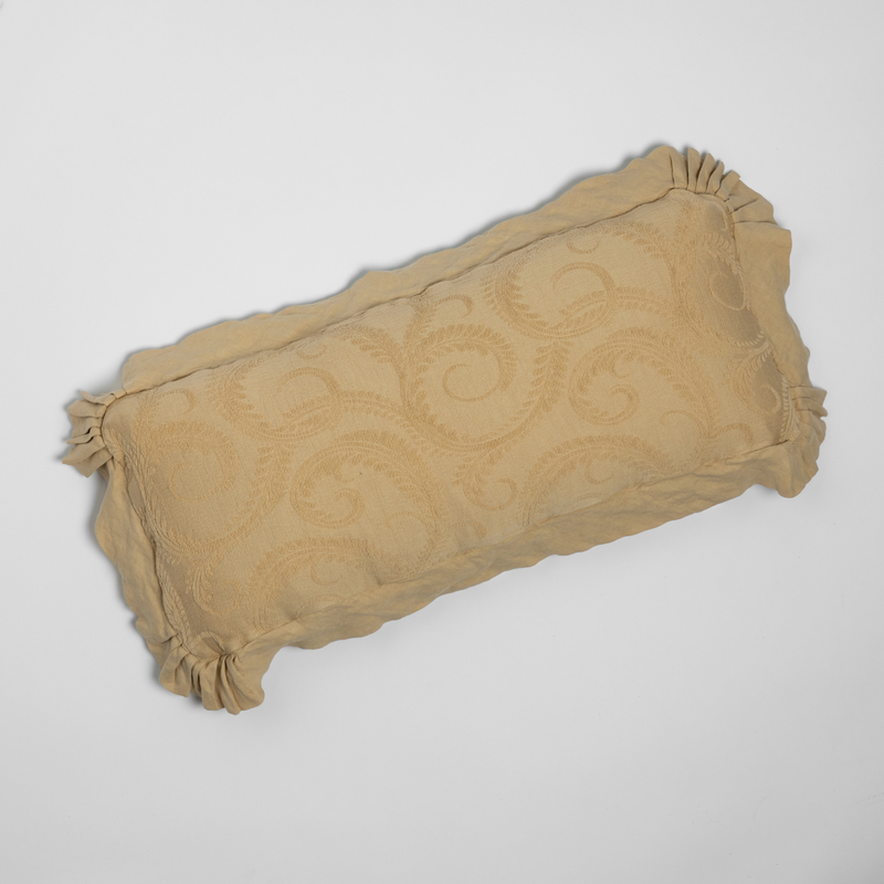 Marisette Throw Pillow | Honeycomb | an overhead shot of an organic cotton damask throw pillow against a white background.