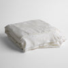 Mirabella Baby Bundle - Holiday Release | White | silk and tencel™ blend jacquard baby blanket folded and shot from a slight overhead angle to show the trim detail against a white background.