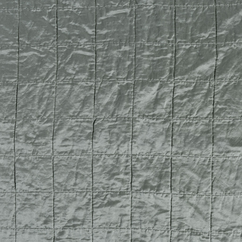 Sel Sham | Mineral | a shot of square-quilted charmeuse in mineral, a soothing seafoam blue with subtle grey-green undertones.