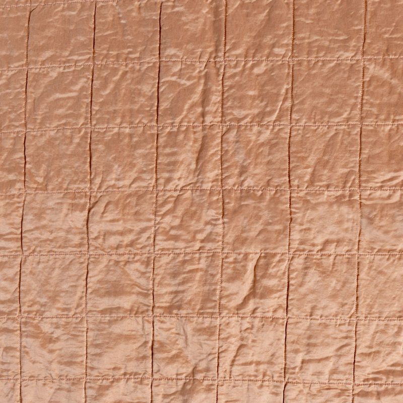 Sel Sham | Rouge | a shot of square-quilted charmeuse in rouge, a mid-tone blush pink.