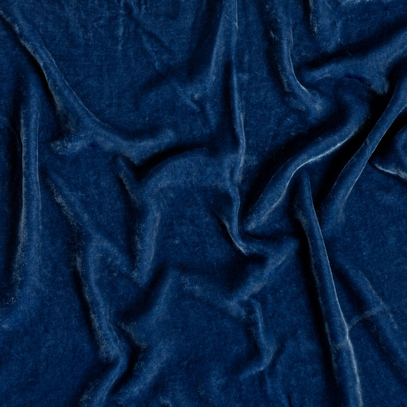 Loulah Baby Blanket | Tahoe Blue | a close up of silk velvet gently rumpled.