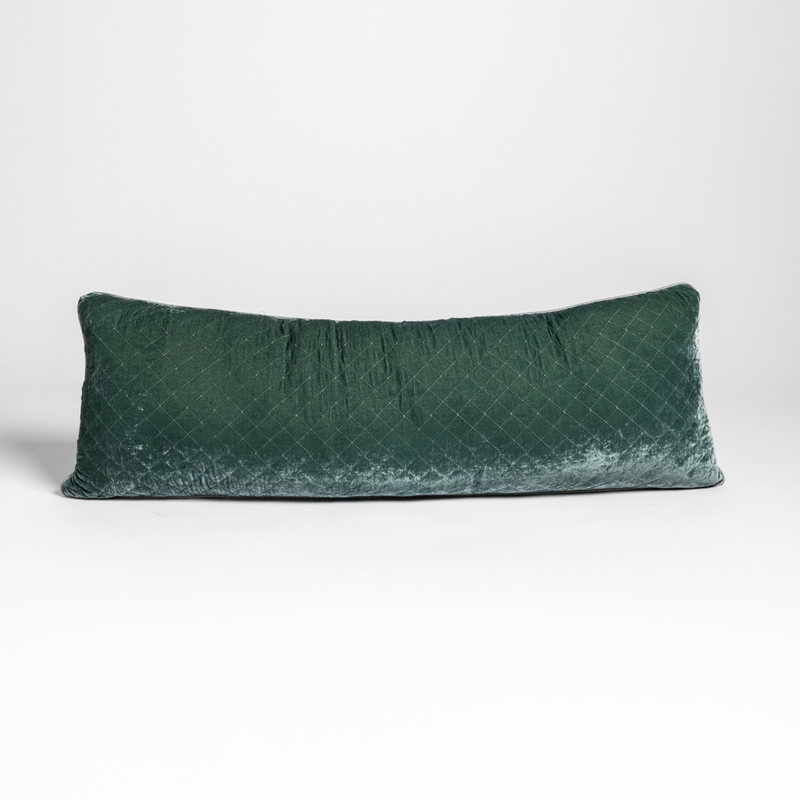 Silk Velvet Quilted Throw Pillow | Eucalyptus