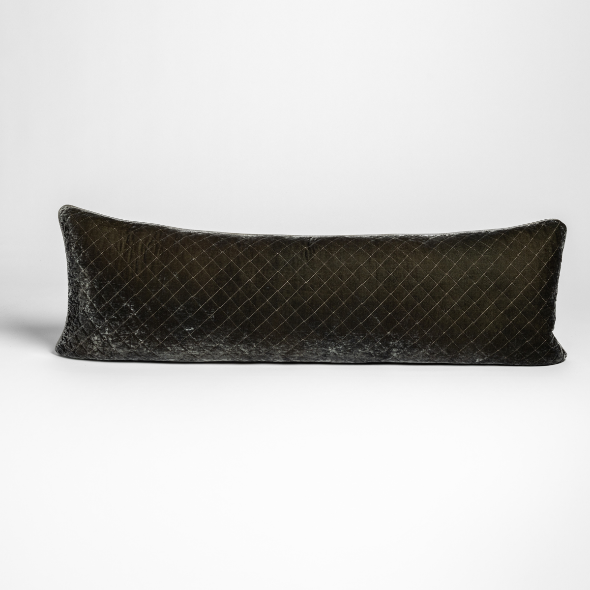 Silk Velvet Quilted Throw Pillow | Fog