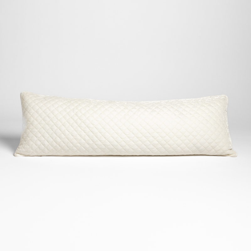 Silk Velvet Quilted Throw Pillow | Winter White