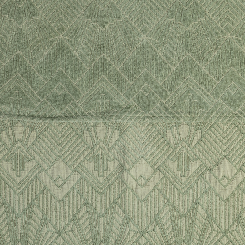 The Trettino Collection | Desert Sage | close-up of trettino fabric in desert sage, a serenely elegant green, offering a hushed hue.