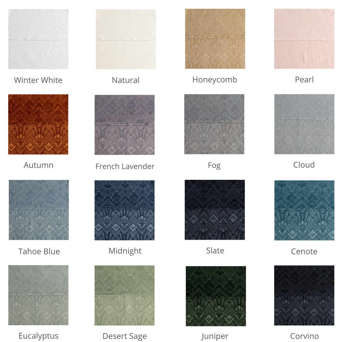 The Trettino Collection | june 2026 grid of trettino colorways.