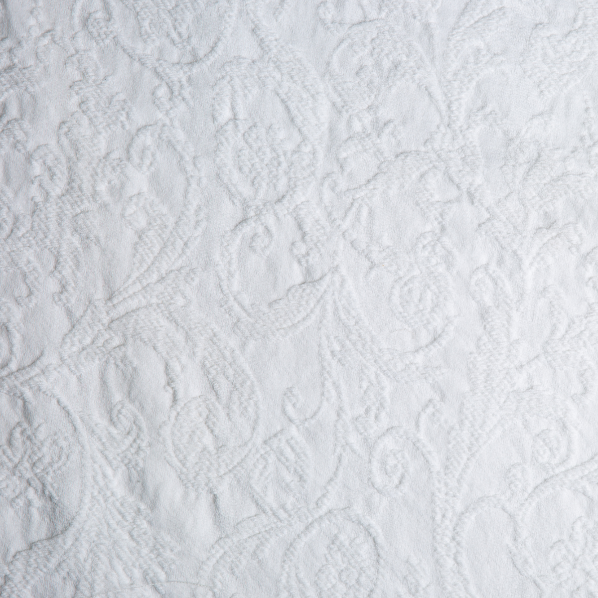 Adele Baby Blanket | White | A close up of Adele fabric in classic white.
