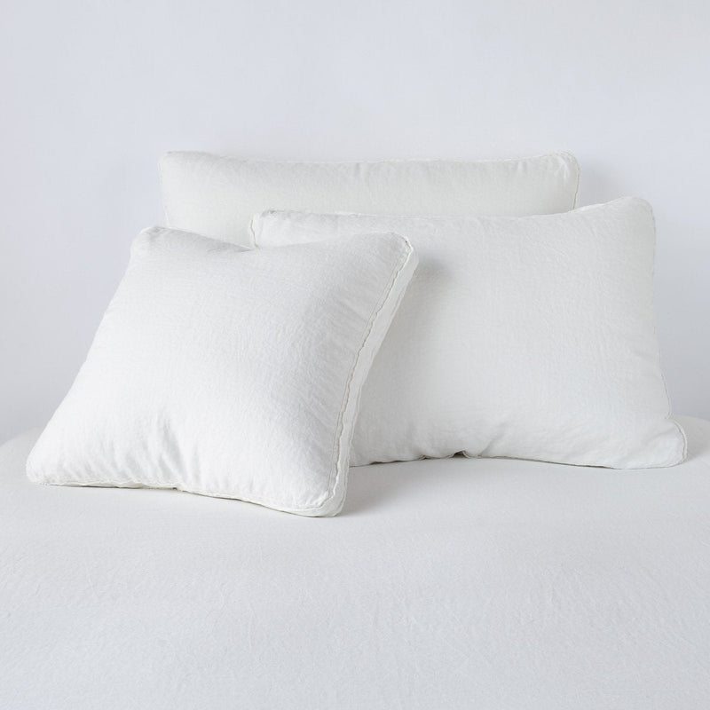 Austin Sham | Winter White | Midweight linen shams in winter white colorway shown leaning upright on white background.